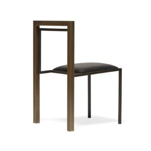 Black Leather & Antique Brass Dining Chair